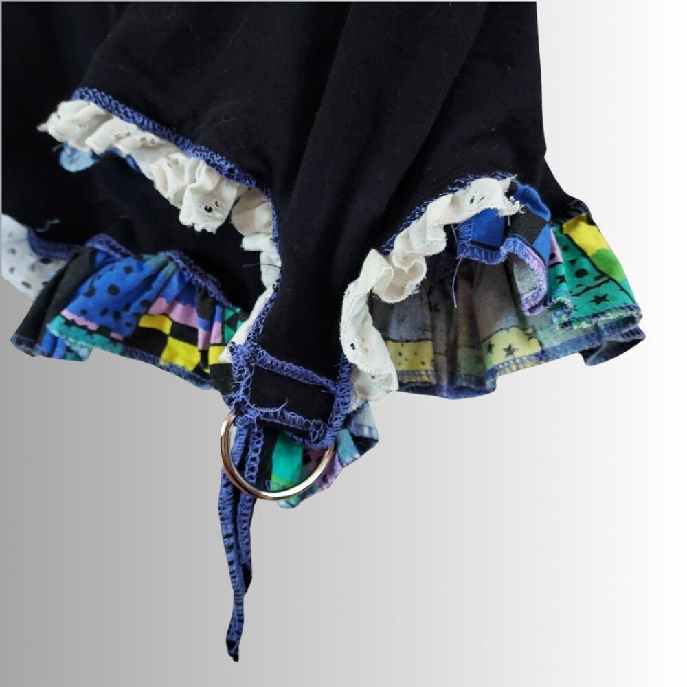 Black Patchwork Ruffle Top (2X) - Picture 3 of 4